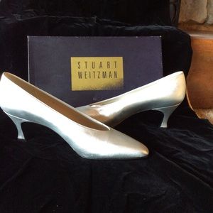 Stewart Weitzman Silver Leather  Evening pump
